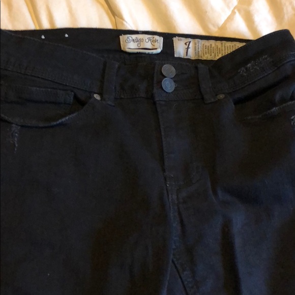 Indigo rein black anklet skinny jeans w/ rips sz 7 - Picture 1 of 6
